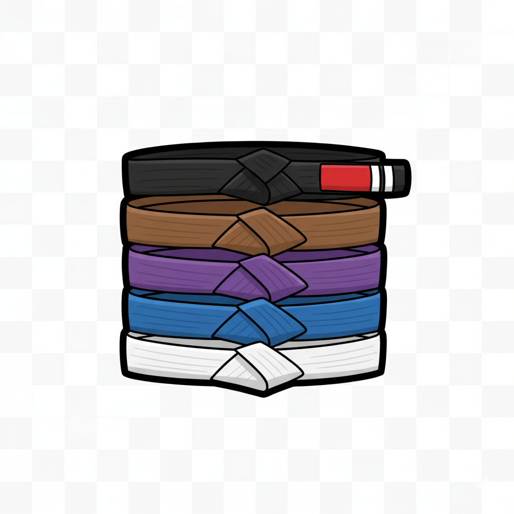 BJJ Belt Ranking System - Colored Belts Showing Progression from White to Black Belt in Brazilian Jiu-Jitsu